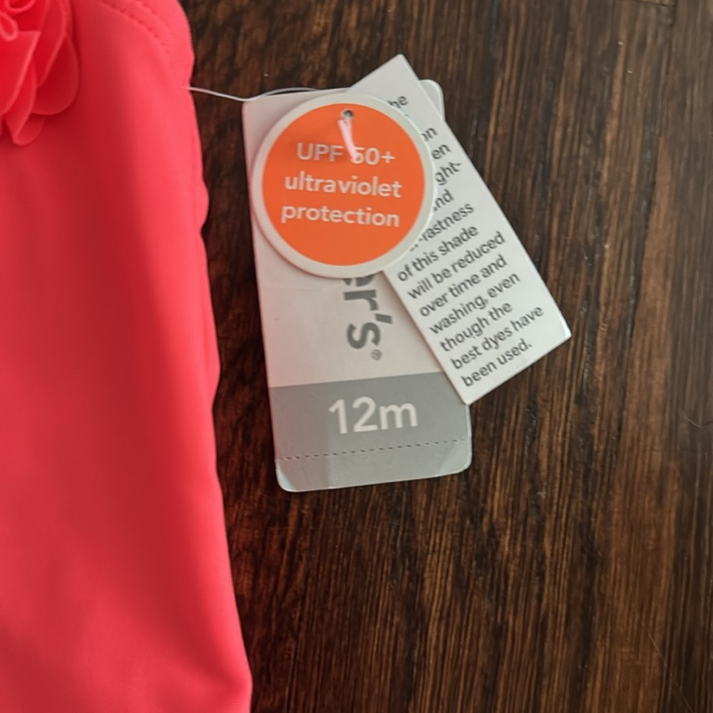 NWT ~ Coral Ruffle Halter Girls Long Bikini Set~Sz 12mo ~ UPF 50+ - Picture 4 of 10